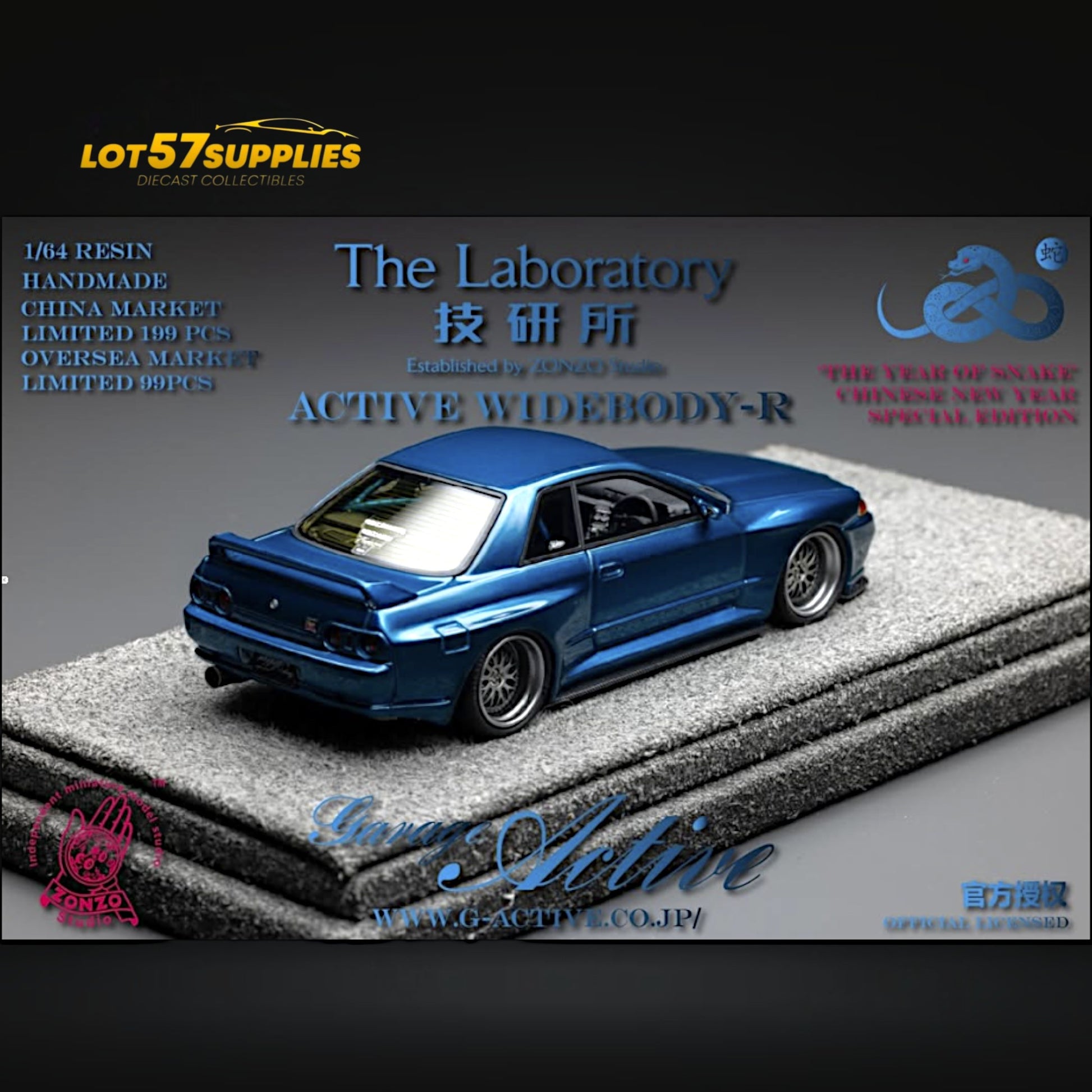 The Laboratory X ZONZO Skyline R32 Active Widebody-R Blue CNY 1:64 Resin