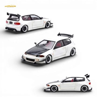 YM Model Honda Civic EG4 White Carbon 1:64 Diecast Model