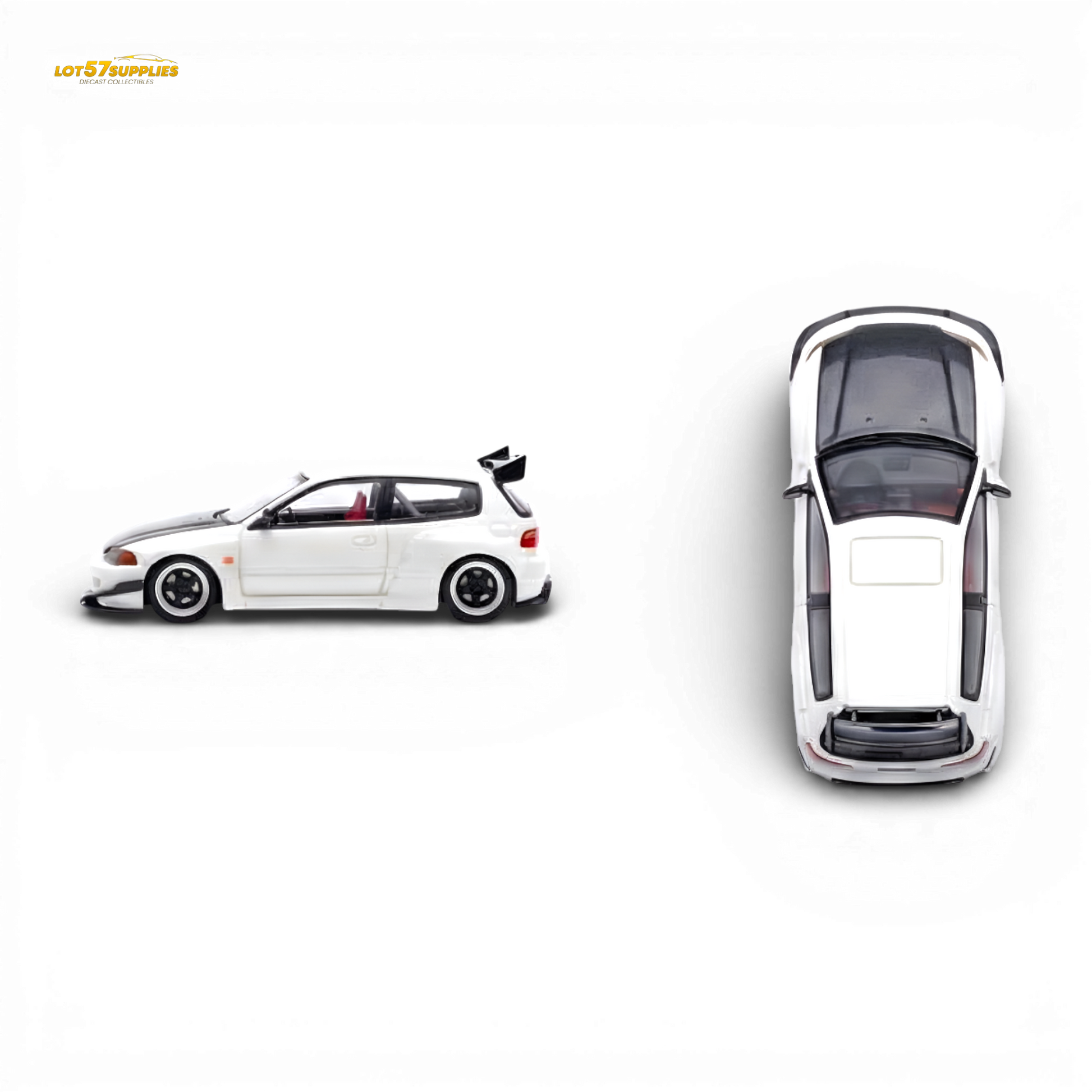 YM Model Honda Civic EG4 White Carbon 1:64 Diecast Model