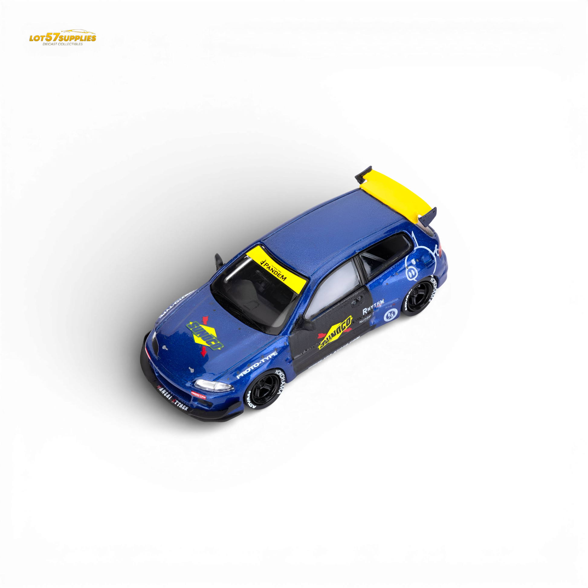 ET Model Honda Civic EG6 Rocket Bunny Sunoco 1:64 Scale Diecast Model Front Quarter View