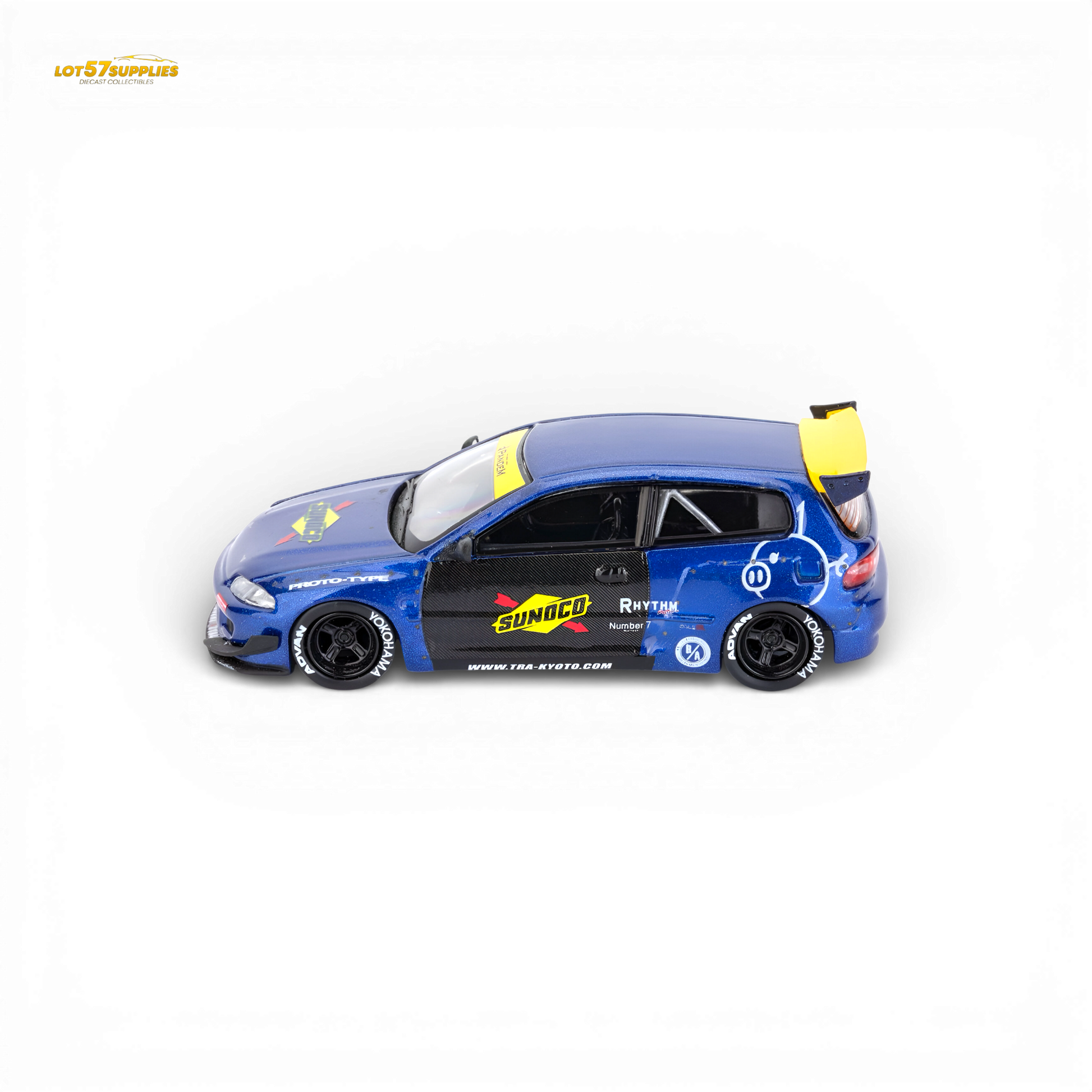 ET Model Honda Civic EG6 Rocket Bunny Sunoco 1:64 Scale Diecast Model Side Profile
