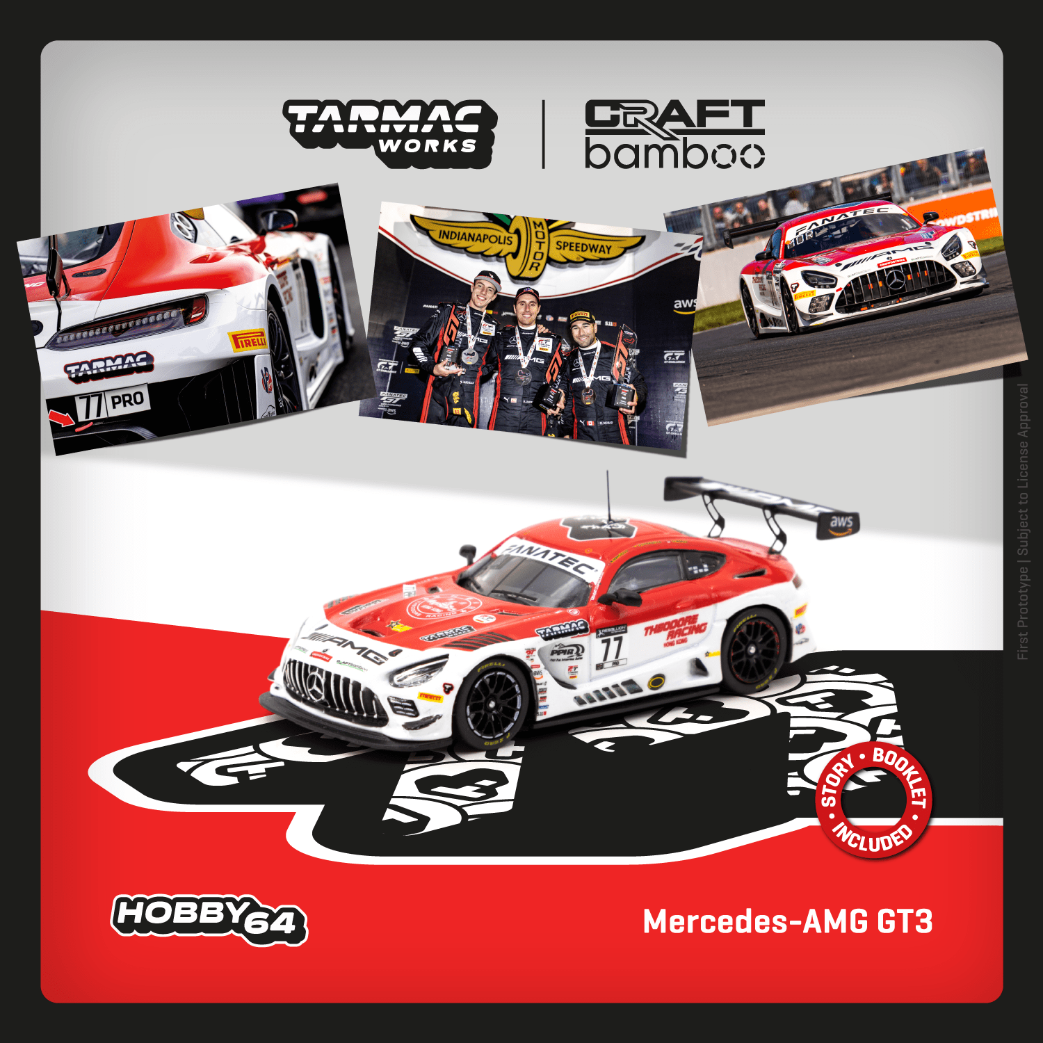 Tarmac Works Mercedes AMG GT3 Indianapolis 8h 2022 Winner 1:64 T64-062-22IND77