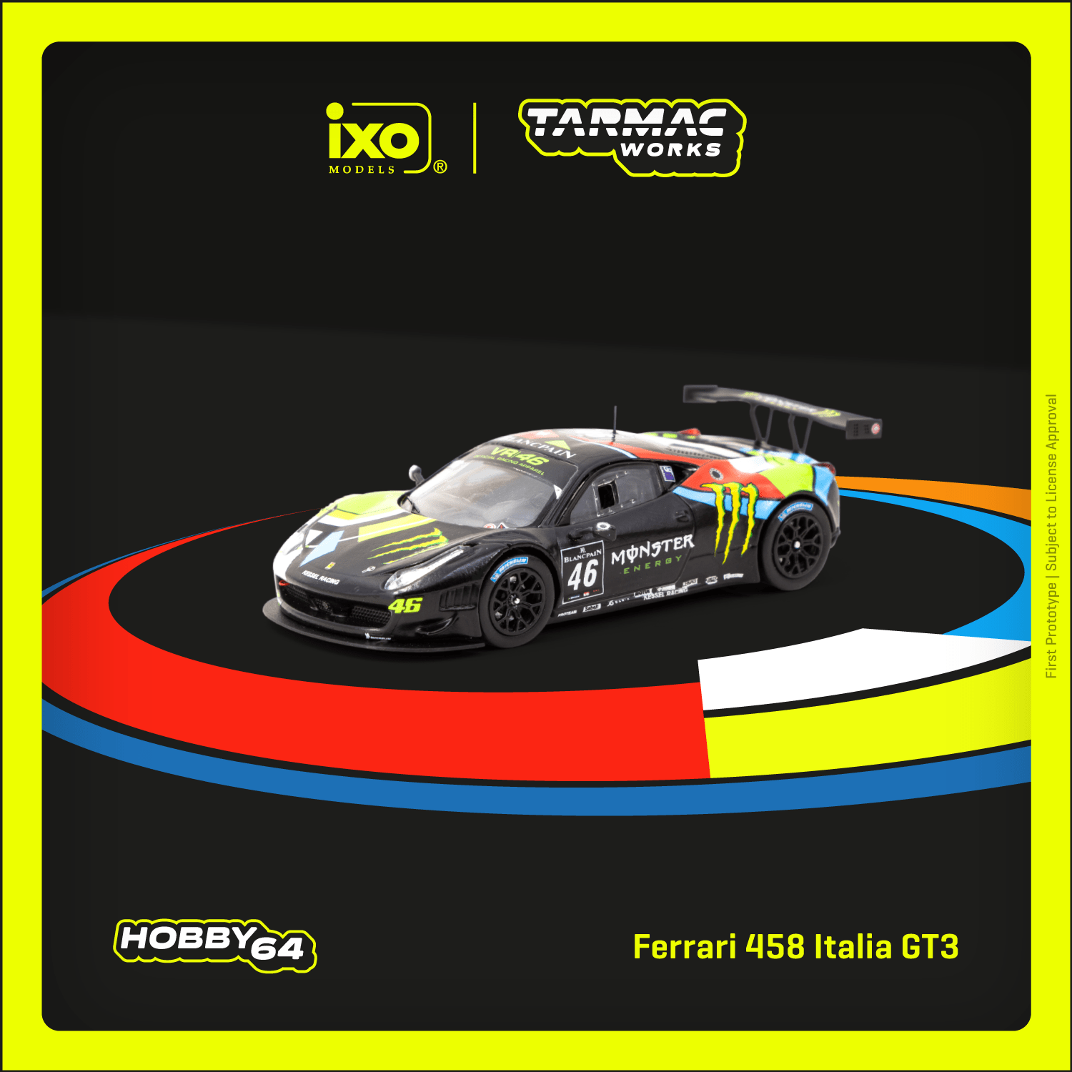 (Pre-Order) Tarmac Works Hobby64 Ferrari 458 Italia GT3 Blancpain Endurance 2012 V. Rossi 1:64 T64-073-12BGT46M