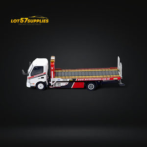 Unique Model Hino 300 Dutro Flatbed Flatbed Tow Truck in WORLD CHAMPION Livery 1:64