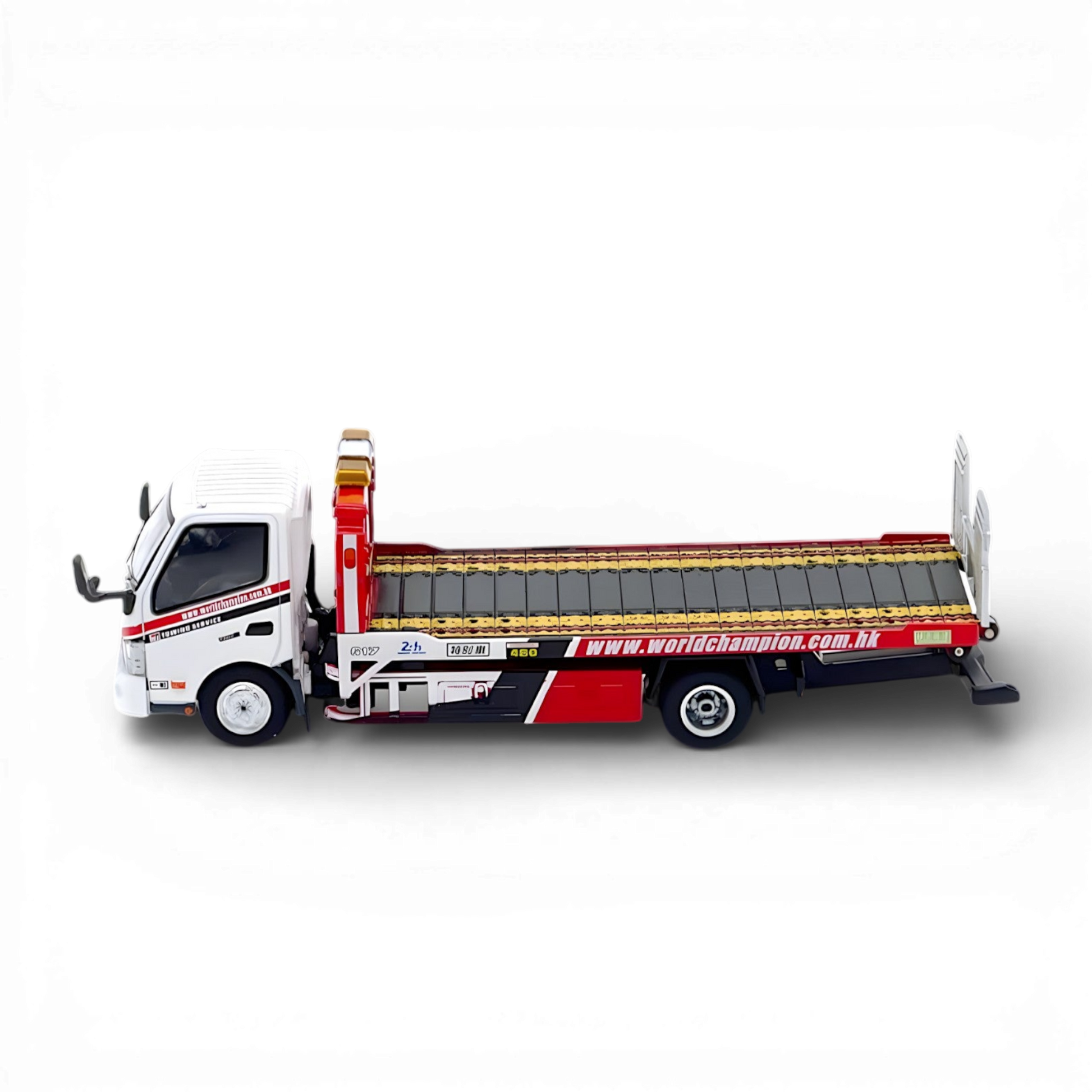 Unique Model Hino 300 Dutro Flatbed Tow Truck World Champion Livery 1:64 Diecast Model