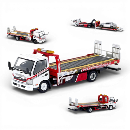 Unique Model Hino 300 Dutro Flatbed Tow Truck World Champion Livery 1:64 Diecast Model