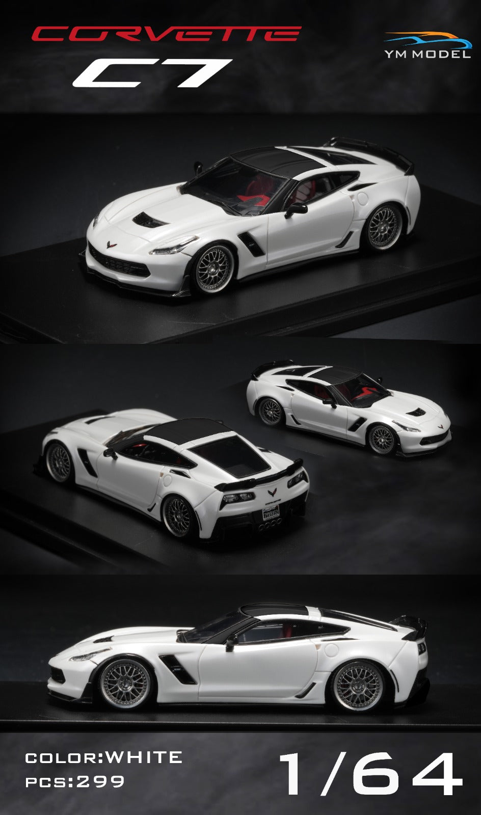 (Pre-Order) Error404 Model Chevrolet Covette C7 bagged in White 1:64 Limited to 299 Pcs