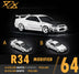 (Pre-Order) Error404 Model Nissan Skyline GT-R (R34) Customized in White 1:64 Limited to 299 Pcs Each