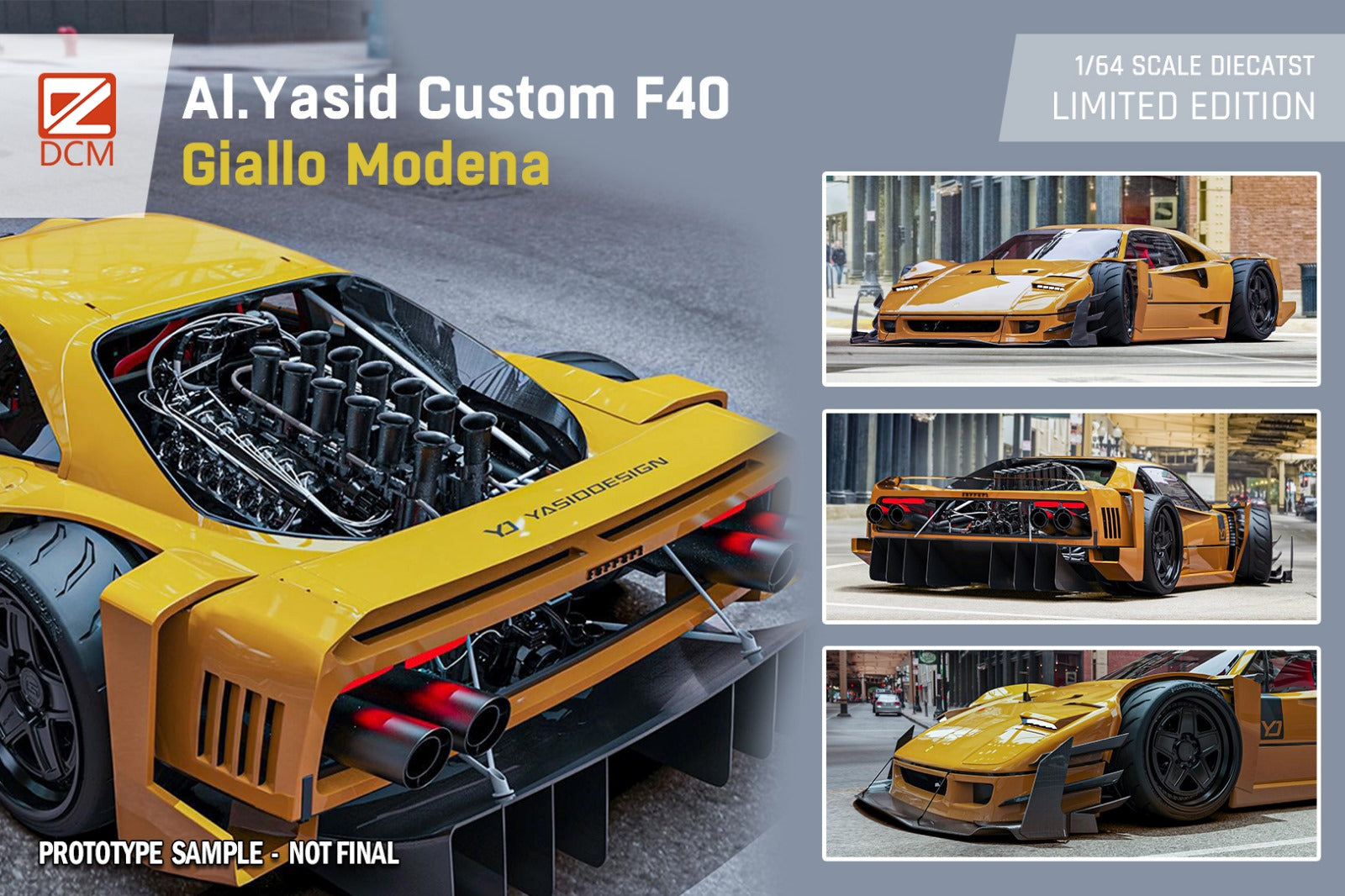 DCM Modified Ferrari F40 AI Yasid in Yellow 1:64