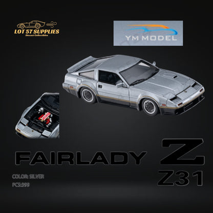 (Pre-Order) YM Model 1984 Nissan Fairlady Z Z31 300SX T-Shaped Roof 1:64 Limited to 399 PCS YM-Z31-SIL