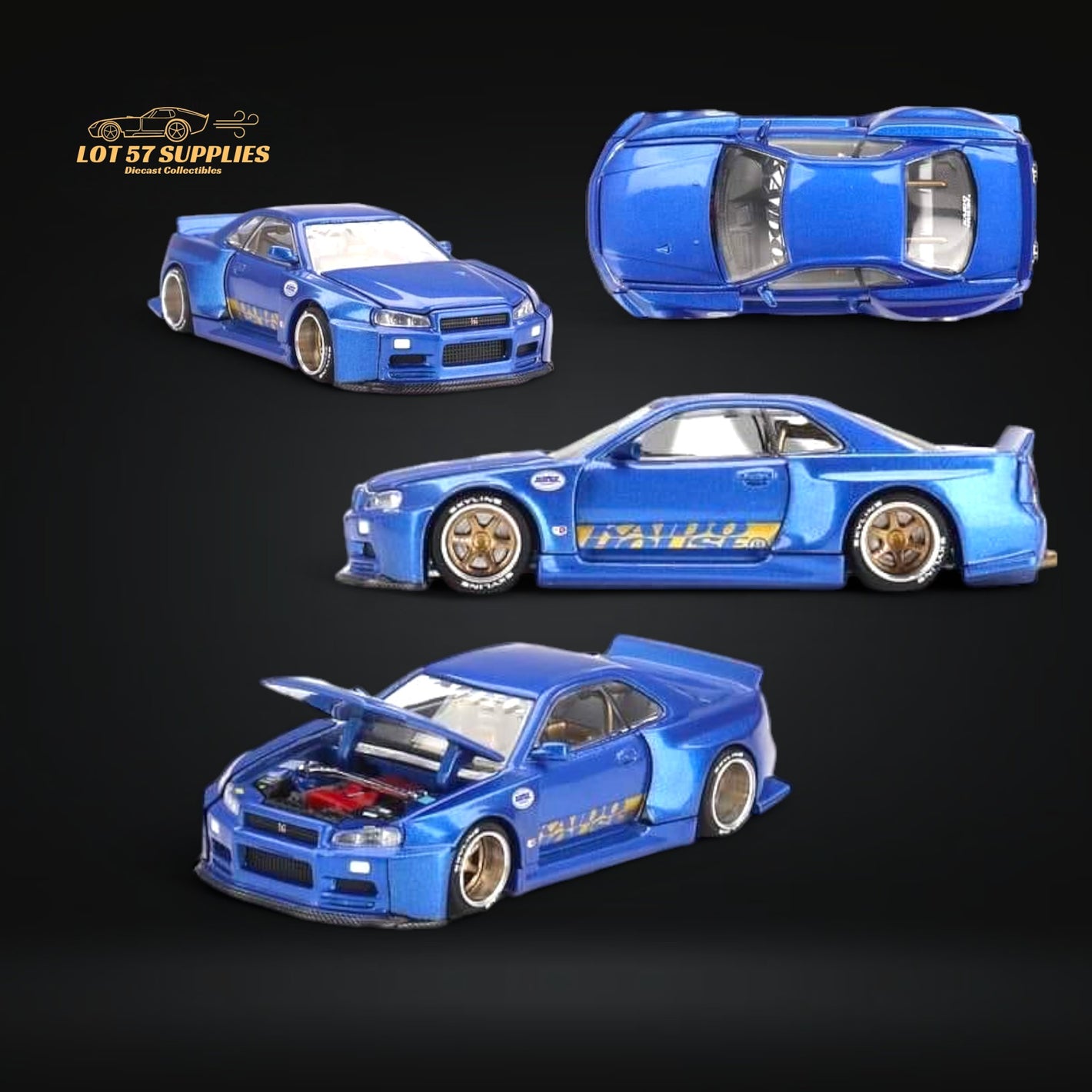 Mini GT x Kaido House Nissan Skyline GT-R R34 V2 SHINJUKU BLUE 1:64 KHMG158