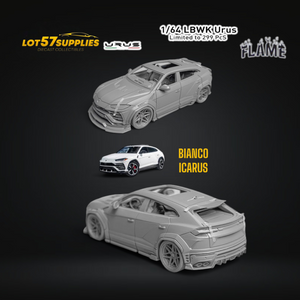 Flame Lamborghini Urus LBWK Bianco Icarus White Resin 1:64