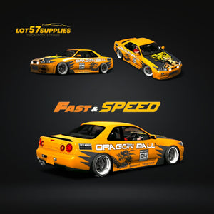 (Pre-Order) Fast Speed Skyline R34 GT-R - Orange 1:64