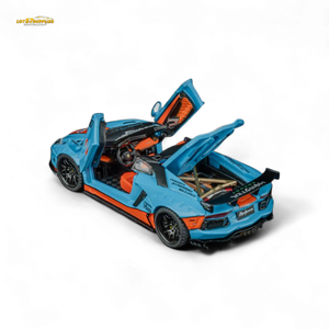 TPC Rhino Model Lamborghini LP720-4 Roadster Wide-Body Modified Gulf 1:64 Diecast Model