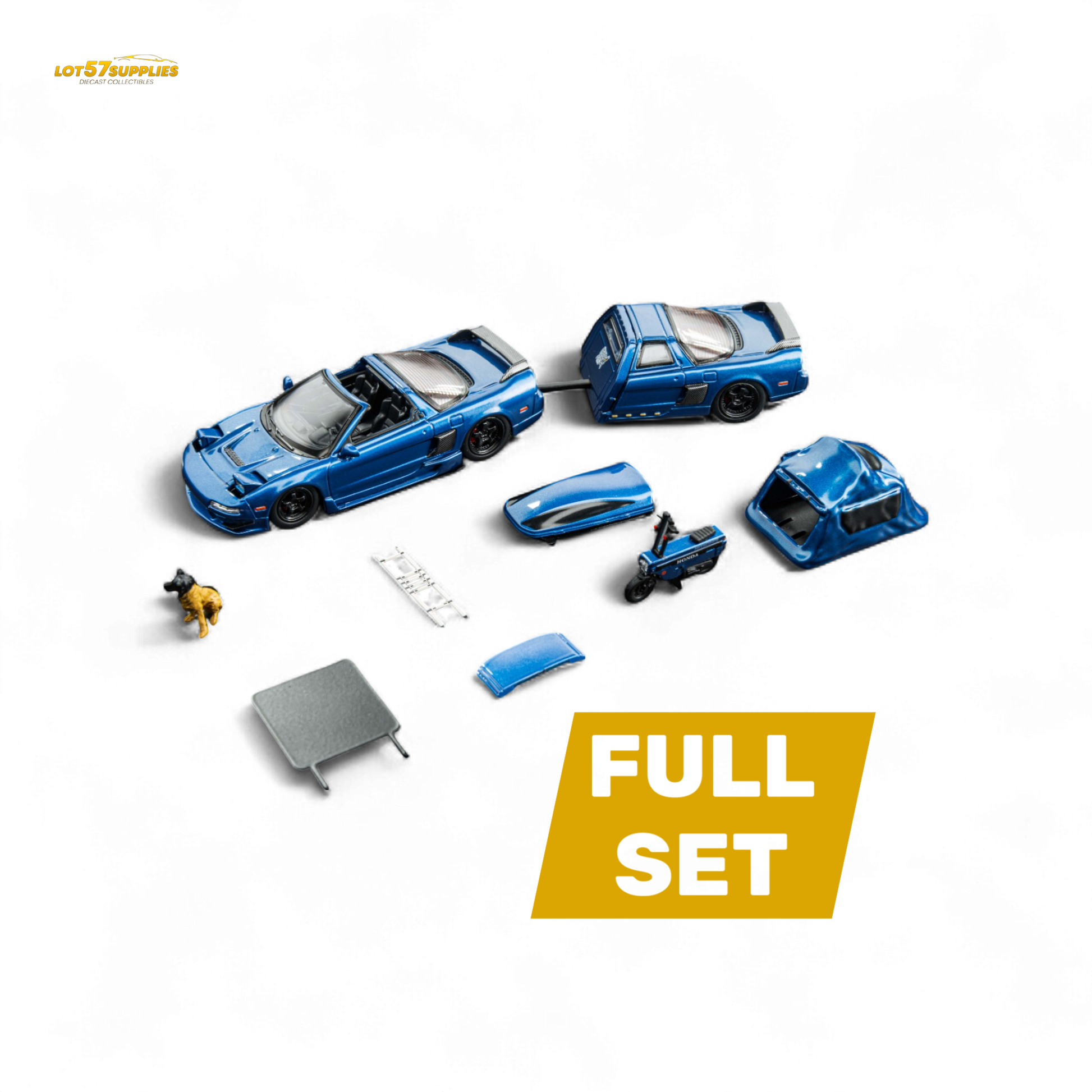 Full set of blue toy cars and parts on a white background with 'LOTOS SUPPLIES' branding.