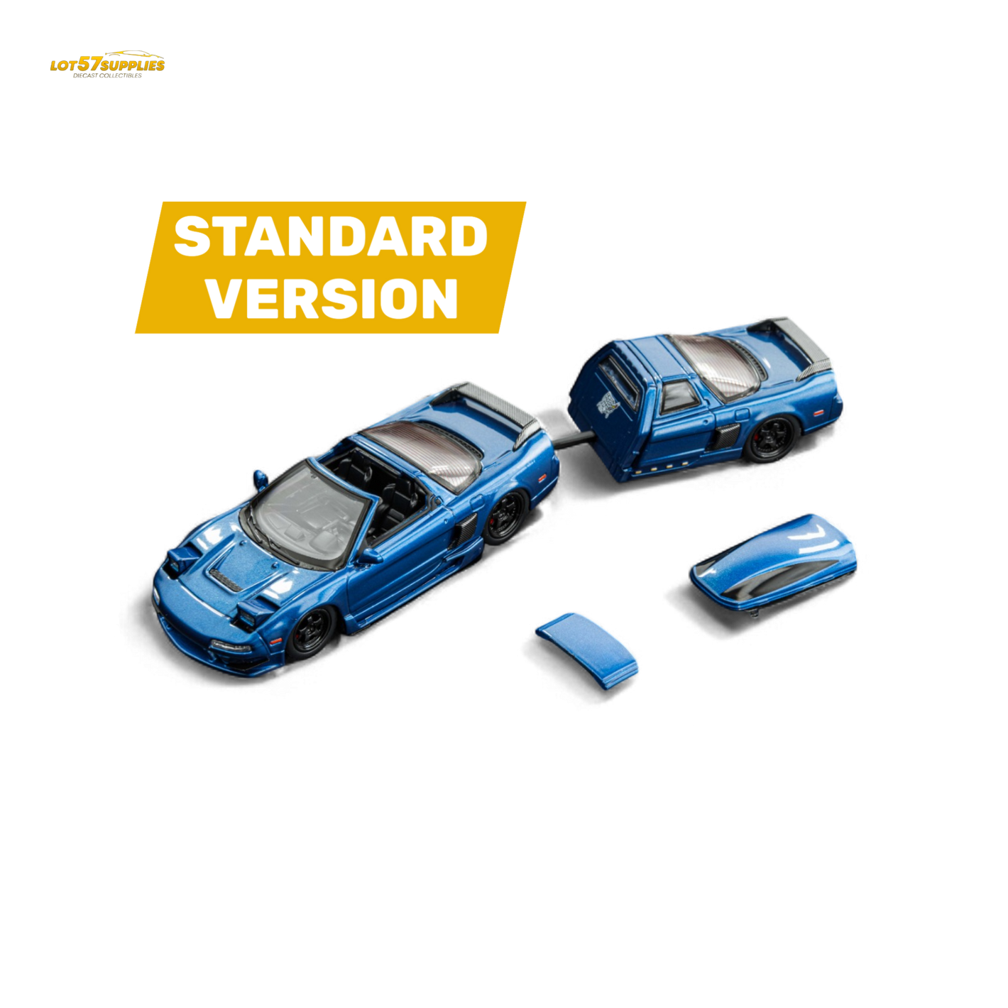 Blue toy car set with 'Standard Version' label on a white background