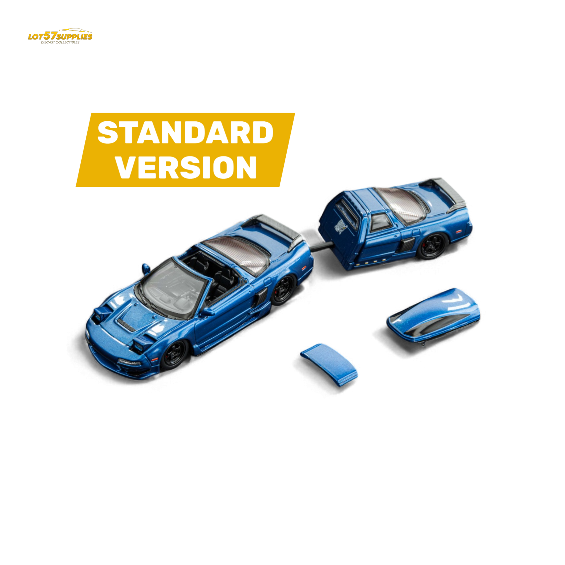 Blue toy car set with 'Standard Version' label on a white background