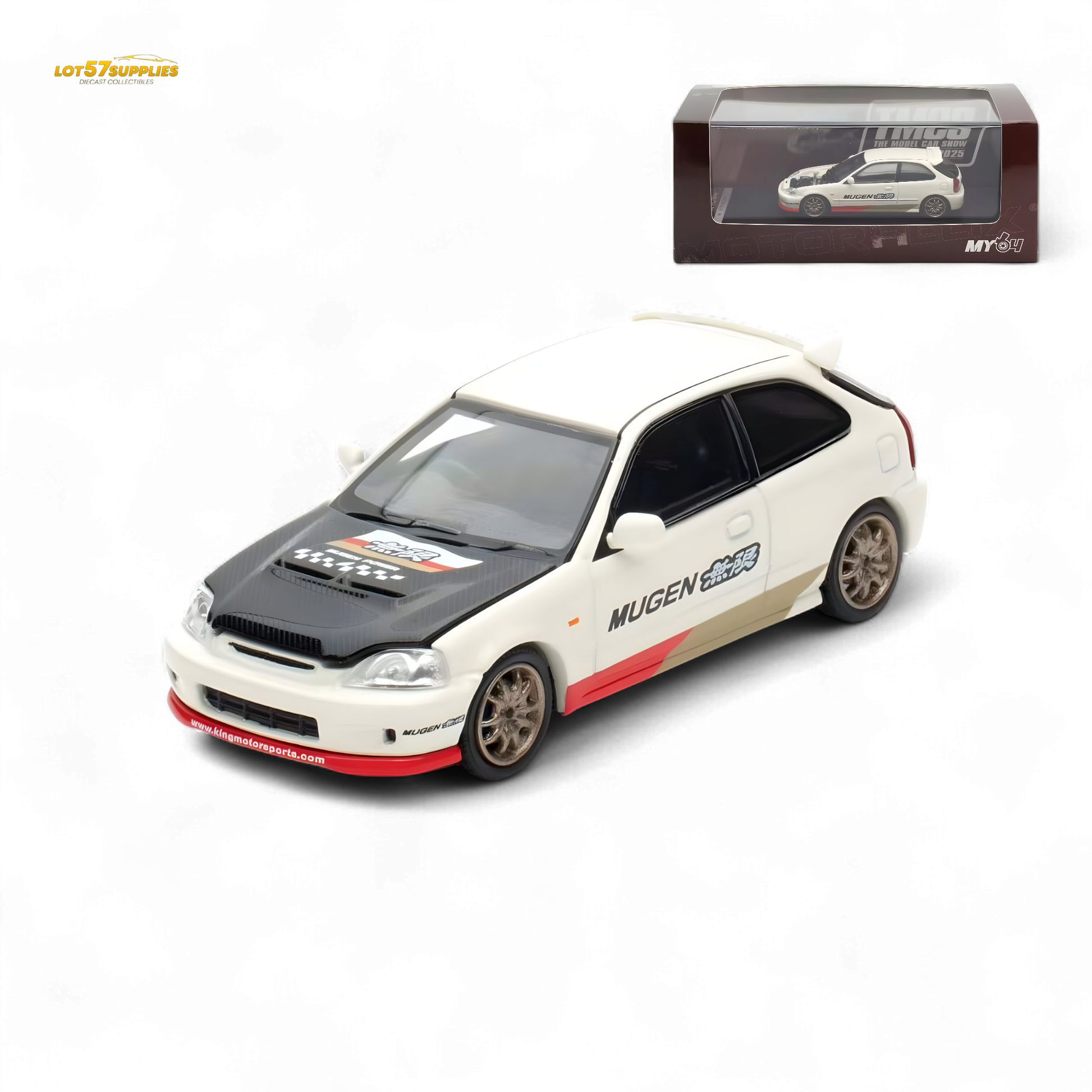 Model car with 'Mugen' branding on a white background