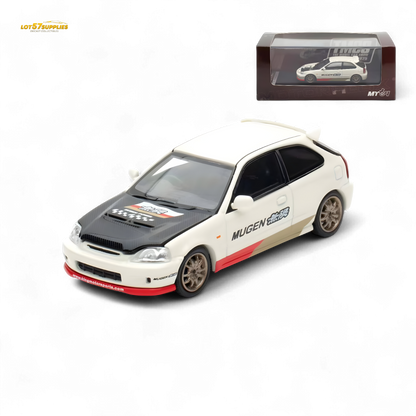 Model car with 'Mugen' branding on a white background