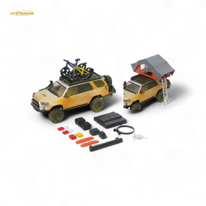 Model toy vehicles with accessories on a white background