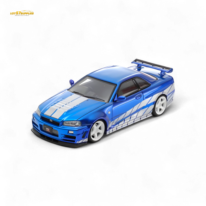 (Pre-Order) Fast Speed Skyline GT-R R34 Nismo Z-Tune - Blue with Silver Stripes 1:64