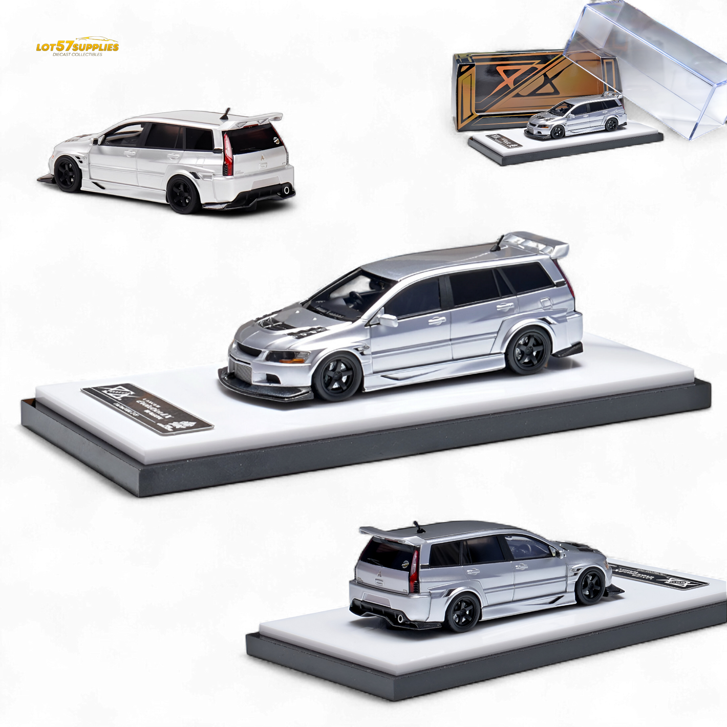 Error404 Mitsubishi Lancer EVO 9 IX Wagon - Glossy Silver 1:64