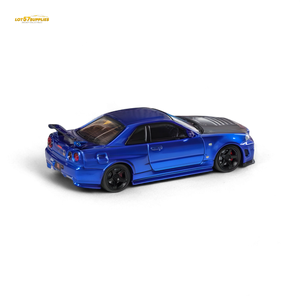 (Pre-Order) Fuji Skyline R34 GT-R Nismo Z-Tune - Bayside Blue with Carbon Hood 1:64