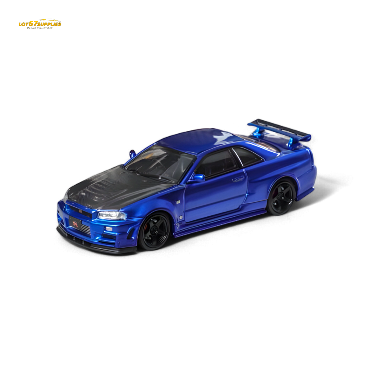 (Pre-Order) Fuji Skyline R34 GT-R Nismo Z-Tune - Bayside Blue with Carbon Hood 1:64