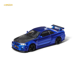 (Pre-Order) Fuji Skyline R34 GT-R Nismo Z-Tune - Bayside Blue with Carbon Hood 1:64