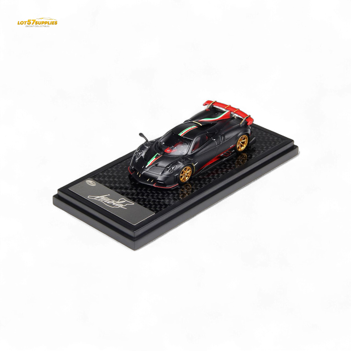 (Pre-Order) LCD Pagani Imola - Matte Black Carbon with Italian Flag 1:64