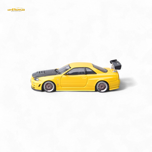 (Pre-Order) focal horizon Skyline GT-R R34 Z-Tune Carbon-Hood Version - Yellow 1:64