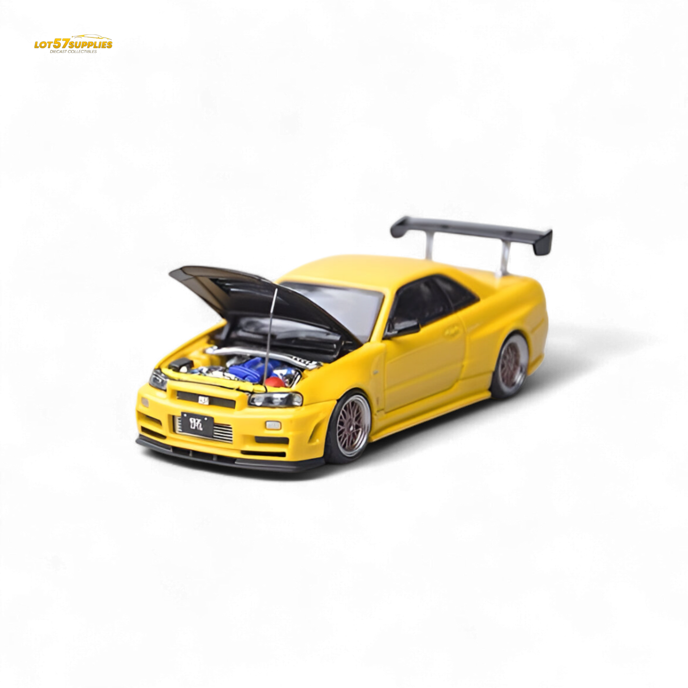 (Pre-Order) focal horizon Skyline GT-R R34 Z-Tune Carbon-Hood Version - Yellow 1:64