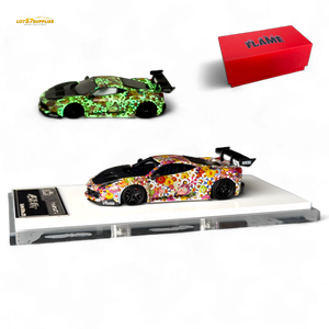 Flame Supercar LB458GT LB Wide-Body - Takashi Murakami Flower Livery - Glows in dark 1:64 Resin