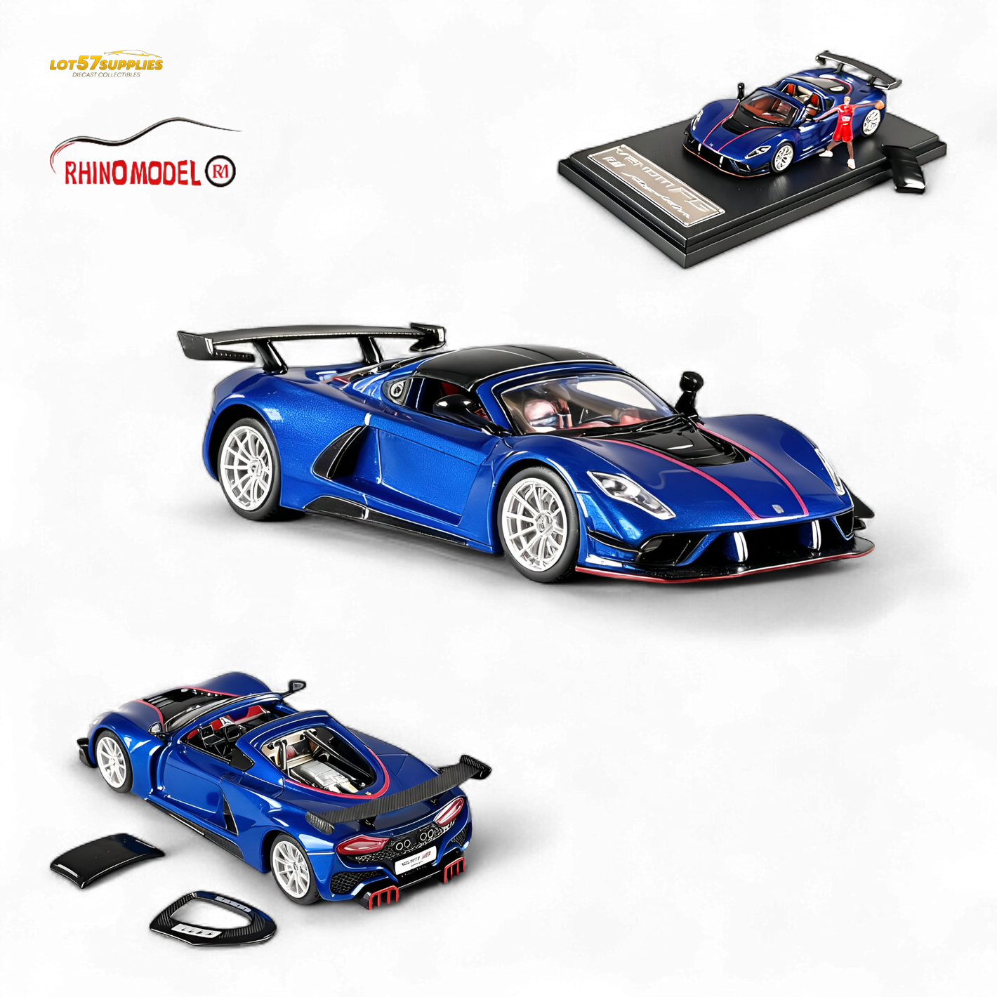 (Pre-Order) Rhino Model RM Hennessey Venom F5 - Blue 1:64