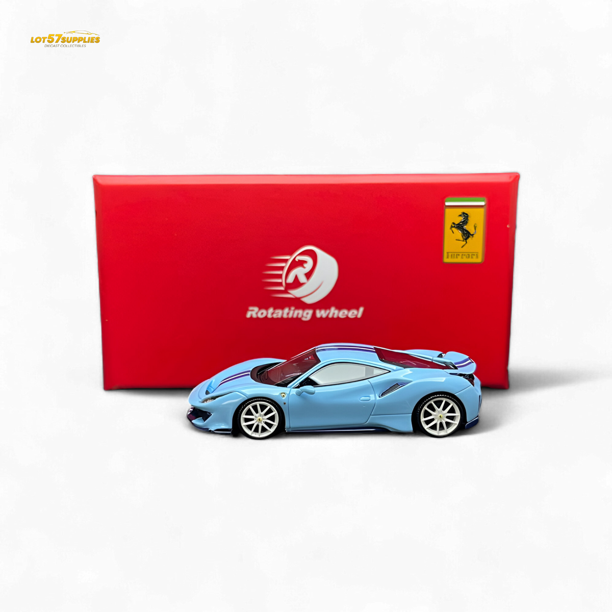 Rotating Wheel Ferrari 488 Pista 1:64 Diecast | LOT57 Supplies Rotating Wheel Ferrari 488 Pista 1:64 Diecast | LOT57 Supplies