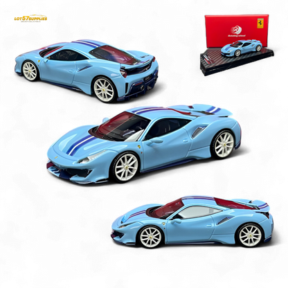 (Pre-Order) Rotating Wheel 488 Pista - Prata Blue - Foshan Show 2025 1:64