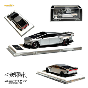 Error404 Tesla Cybertruck Custom Widebody Lowered - Silver 1:64
