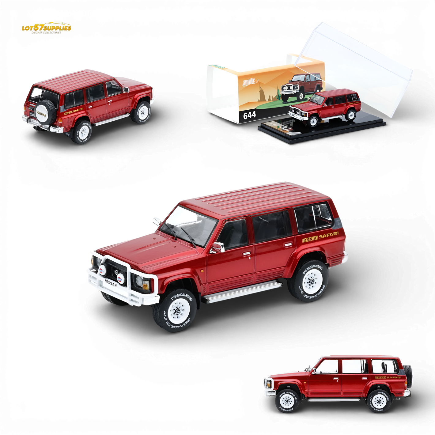 Shadow Pro Nissan Patrol Super Safari Y60 Wine Red 1:64 Diecast Model