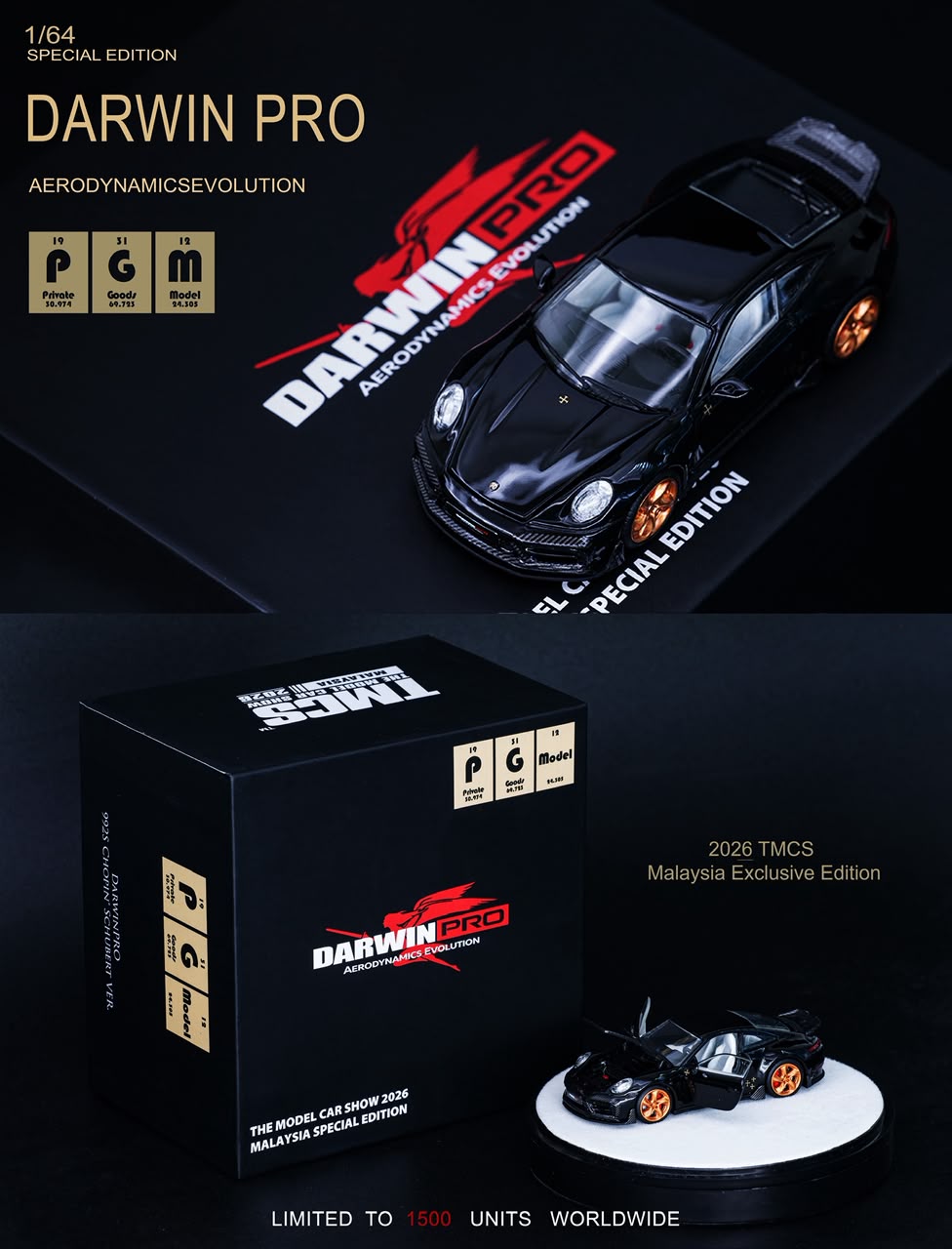 (Pre-Order) PGM Porsche Chopin 992S DARWIN PRO - 2026 TMCS Malaysia Exclusive (Ltd 1500) 1:64