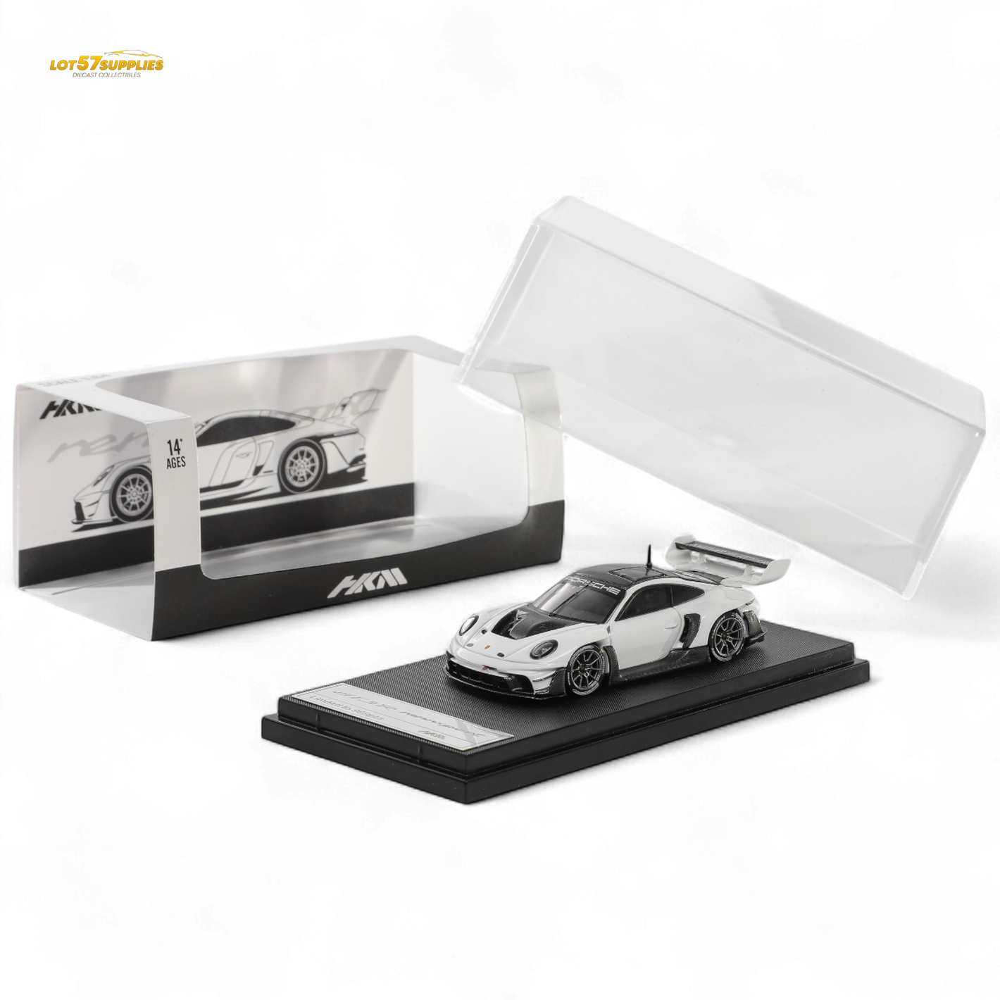 HKM 911 (992) GT3 R Rennsport - White/Carbon Hood 1:64