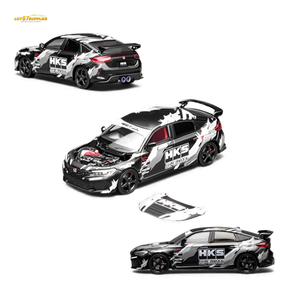 Motorhelix Honda Civic Type R FL5 Black HKS 1:64 Diecast Model