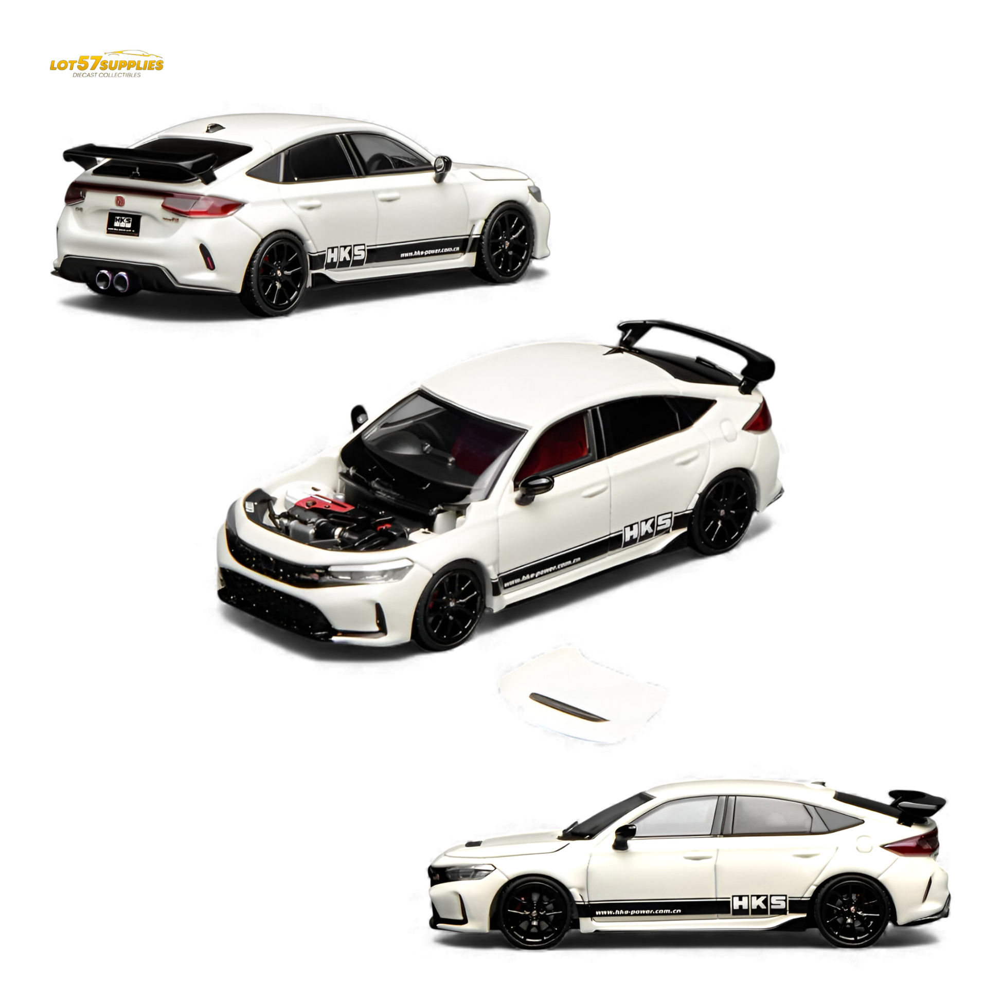 Motorhelix Honda Civic Type R FL5 HKS White 1:64 Diecast Model