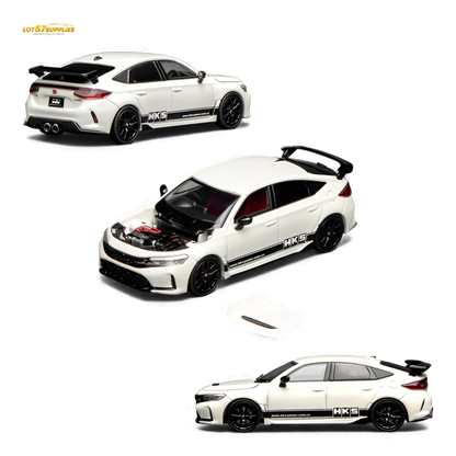 Motorhelix Honda Civic Type R FL5 HKS White 1:64 Diecast Model