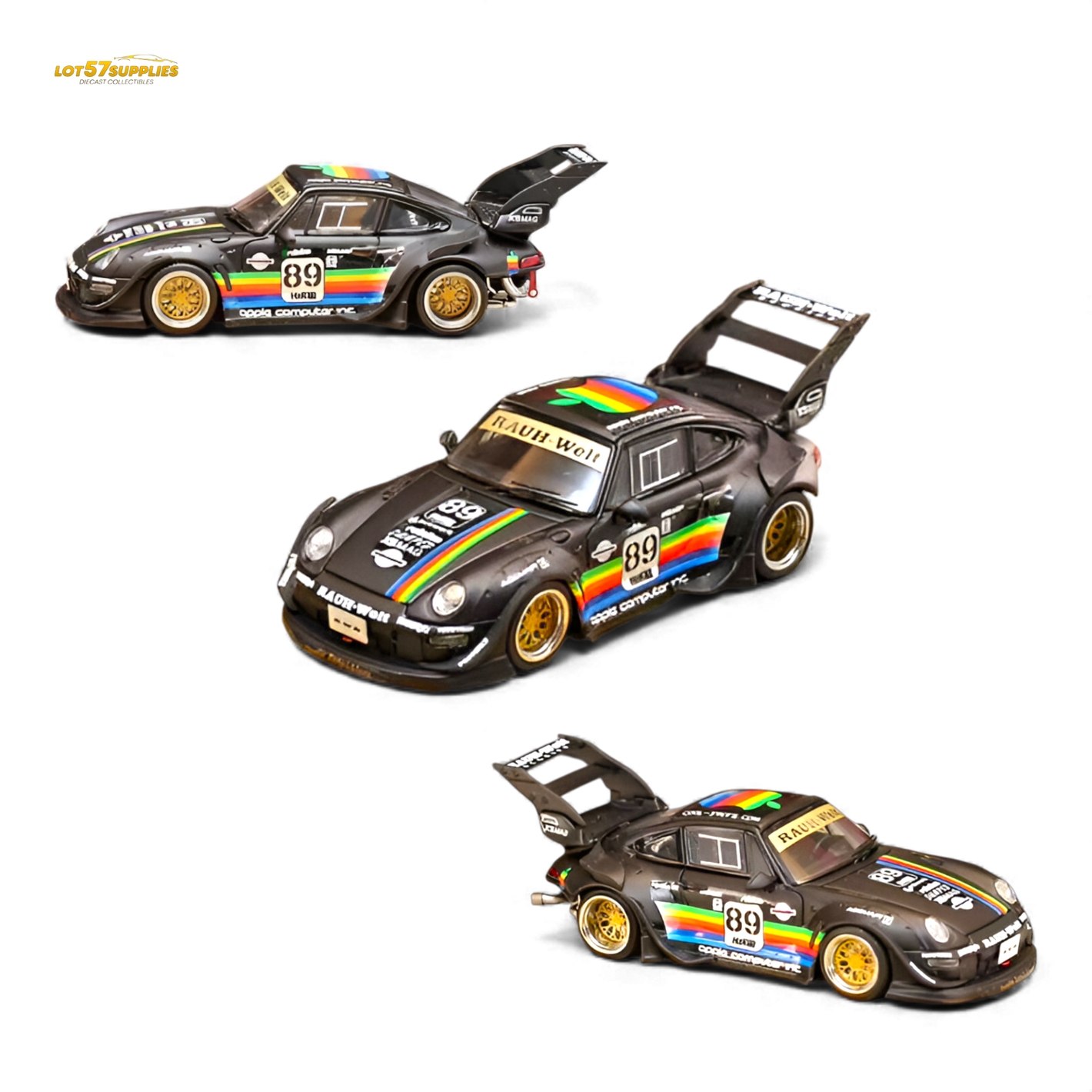 (Pre-Order) Street Weapon RWB 993 - Matte Black Apple Livery - High Tail 1:64