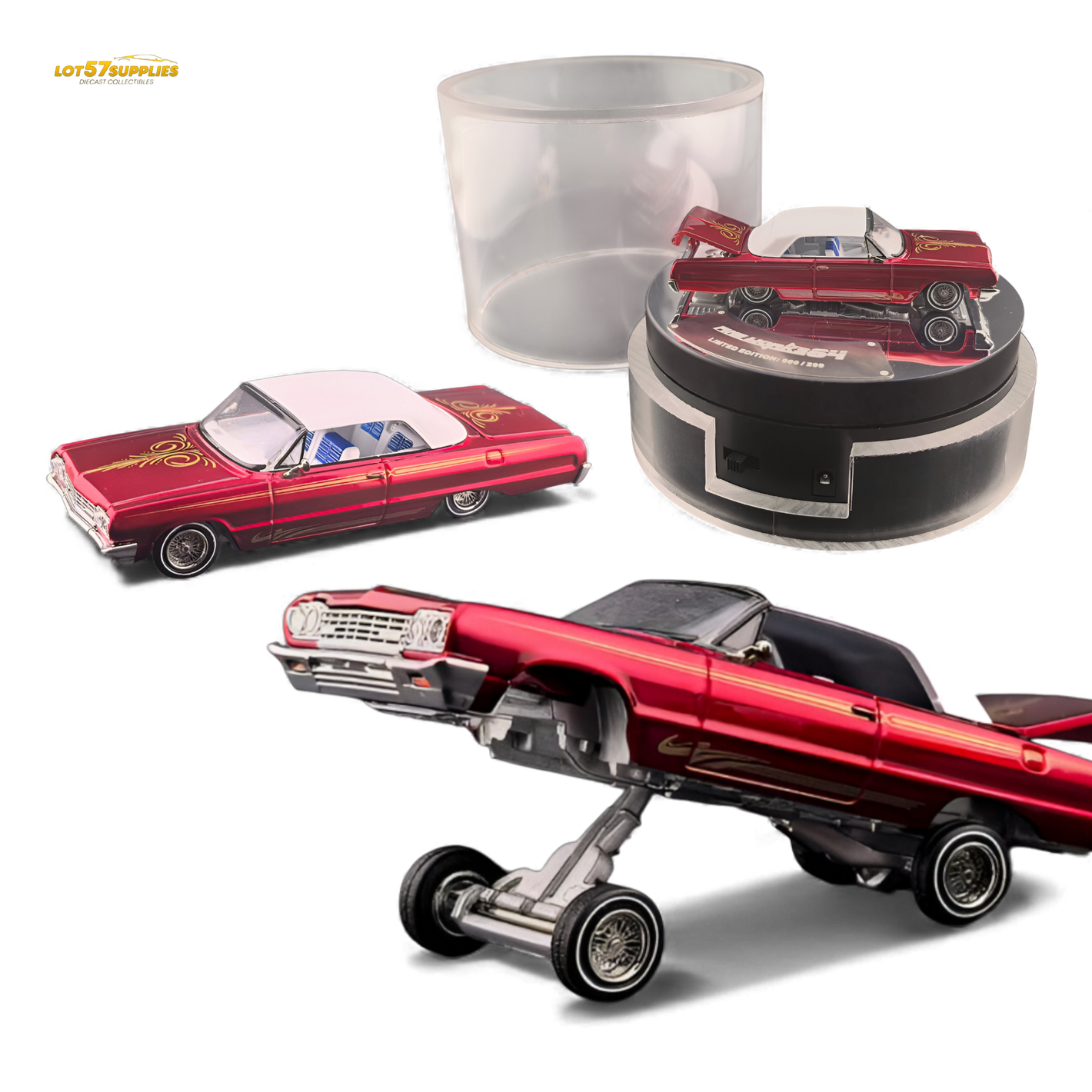 (Pre-Order) Fine Works64 Chevrolet Impala - Transparent Red Luxury - 1:64