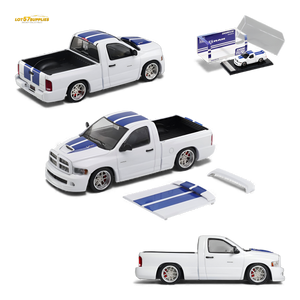 (Pre-Order) GCD Dodge RAM SRT-10 - White Blue Stripe (LHD) 1:64