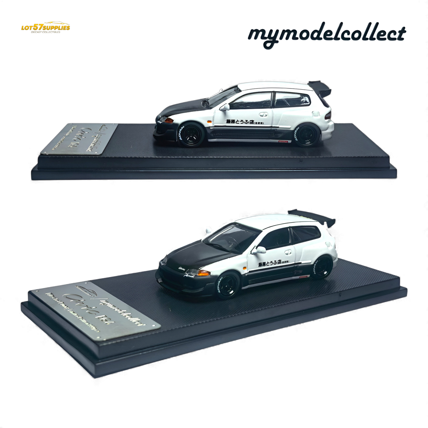 MC Honda Civic EG6 Fujiwara Tofu Shop White Carbon 1:64 Diecast Model