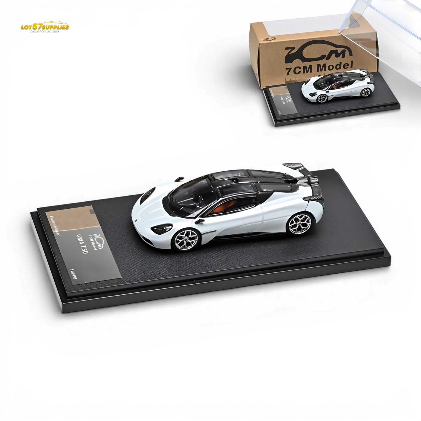 7cm Model Gordon Murray Automotive T.50 White 1:64 Diecast Model