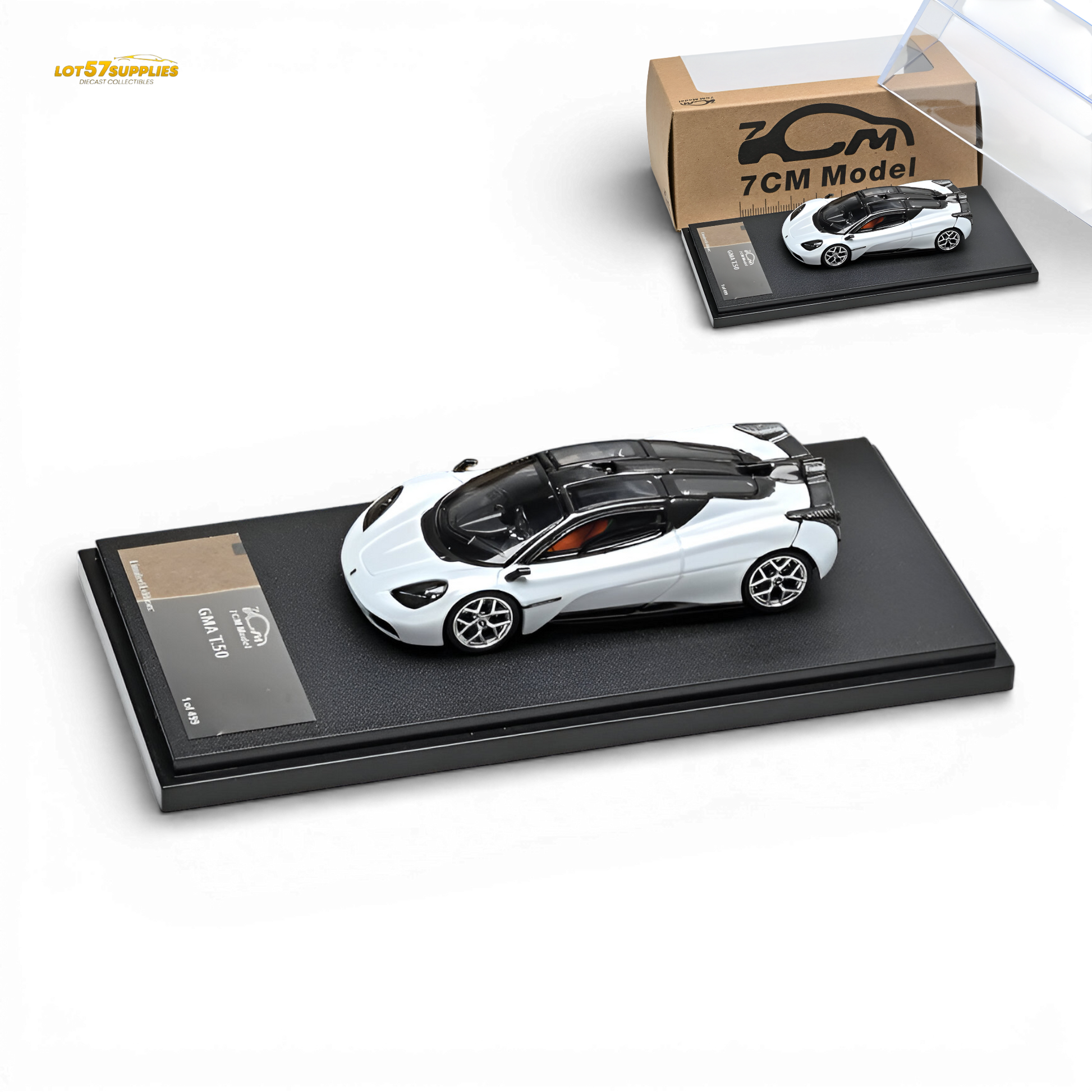 7cm Model Gordon Murray Automotive T.50 White 1:64 Diecast Model