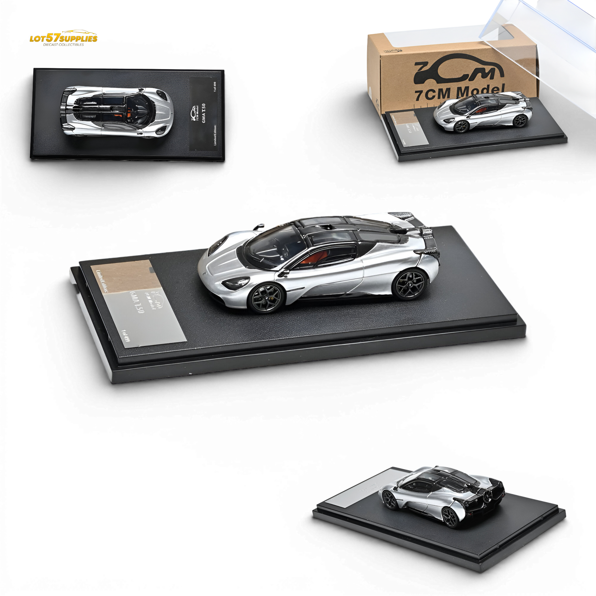 7cm Model GMA T.50 Silver 1:64 Diecast Model